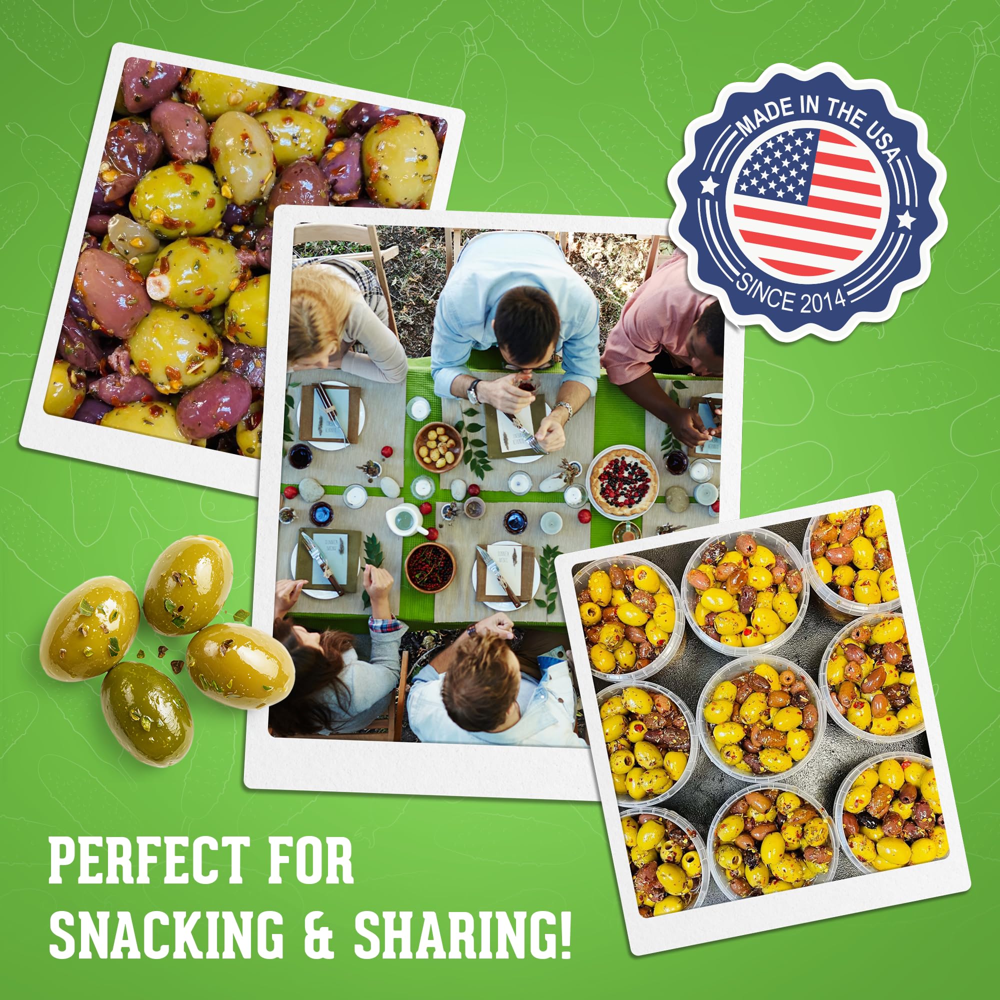 Jersey Pickles - Hot Mix Olives Combo - Olives Stuffed - Hand-Stuffed Gourmet Olive with Premium Fillings for Snacks, Charcuterie & Cocktails (Quart)