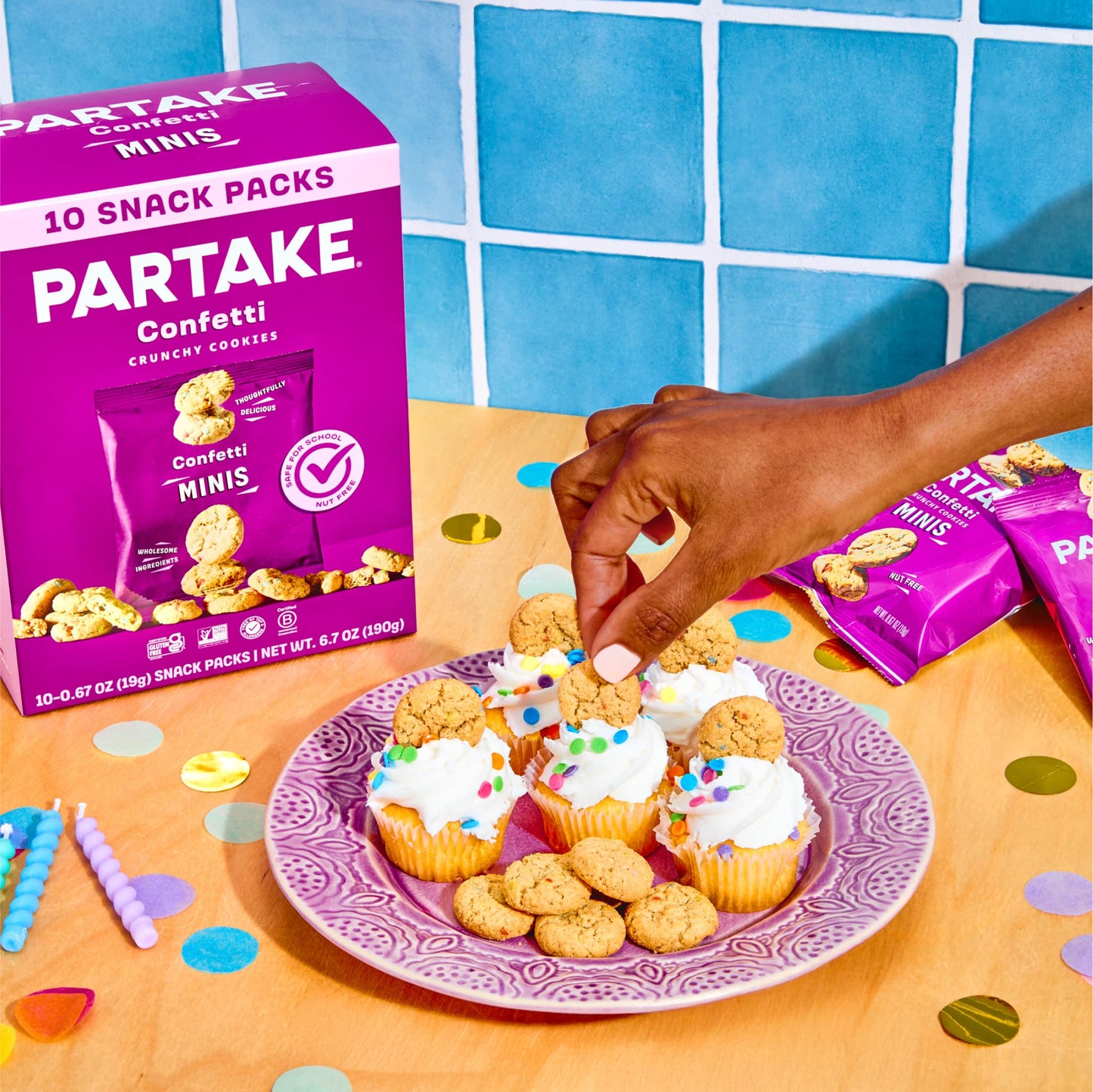 Gluten Free Partake Confetti Sprinkle Cookies - Vegan - Free From the Top 9 Allergens Including Dairy, Wheat, Soy, Eggs, & Peanuts - Non GMO - Safe