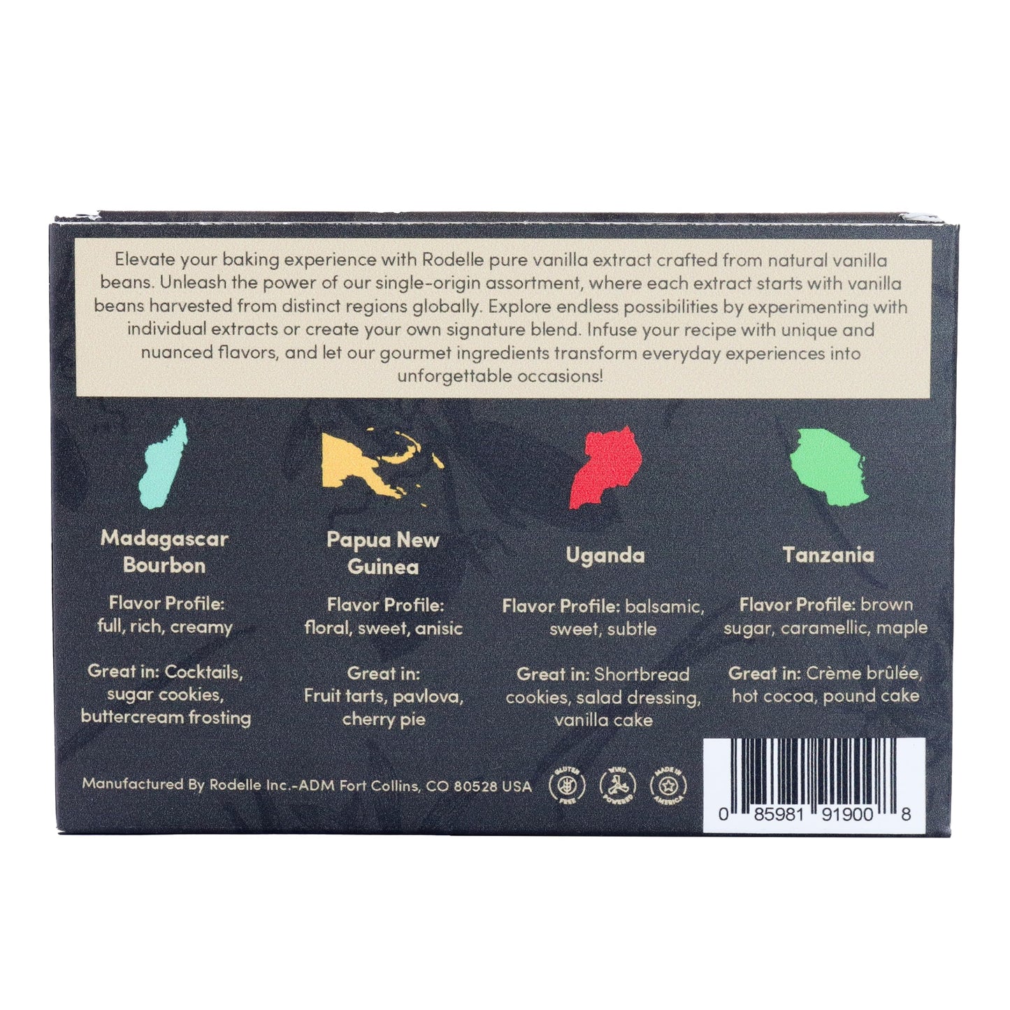 Rodelle Single Origin Vanilla Extract Gift Pack, Made in USA, 4 x 1 Fl Oz.