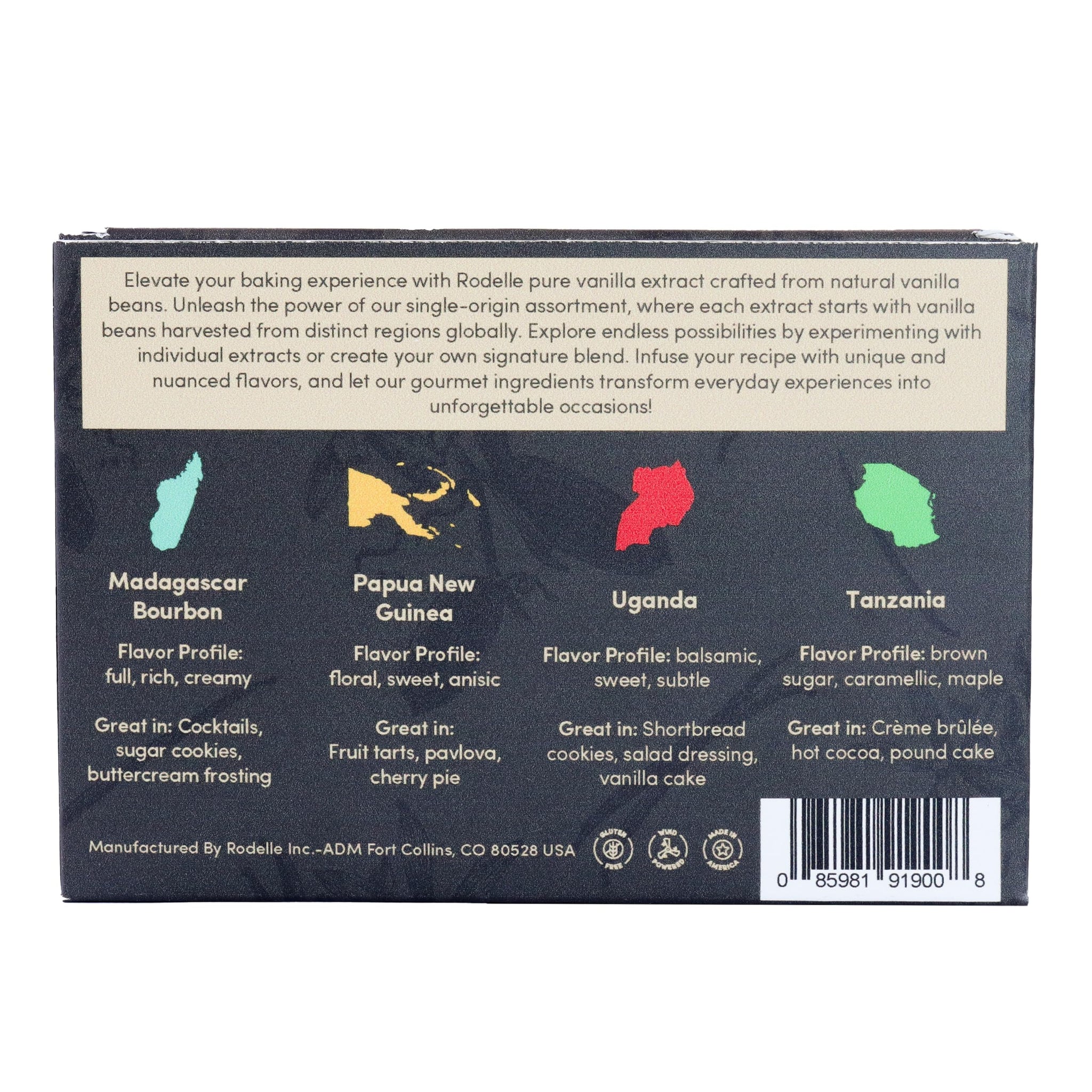 Rodelle Single Origin Vanilla Extract Gift Pack, Made in USA, 4 x 1 Fl Oz.