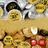 30th Birthday Kisses Stickers, (Set of 324) Chocolate Drops Labels for 30th Birthday, Party Favors Decor for Kisses. Made in USA, 9 Designs (36