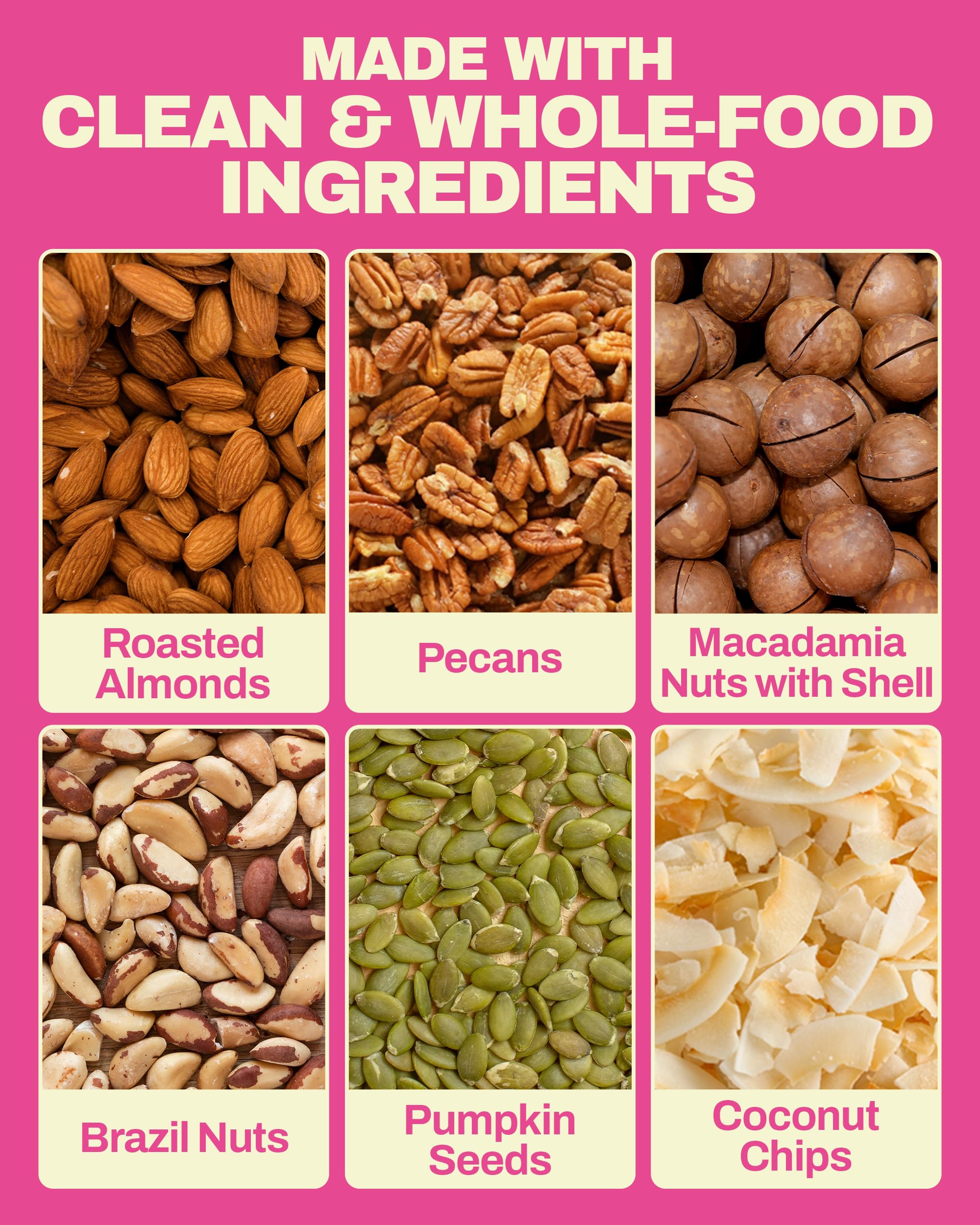 SteadyCrunch Keto Power Mixed Nuts - Sugar Free & Non-GMO, High Protein Snack Packs - Pecans, Macadamia, Almonds & Brazil Nuts Trail Mix - Low Carb
