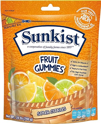 Sunkist® Fruit Gummies - Sour Citrus: 28-Ounce Bag