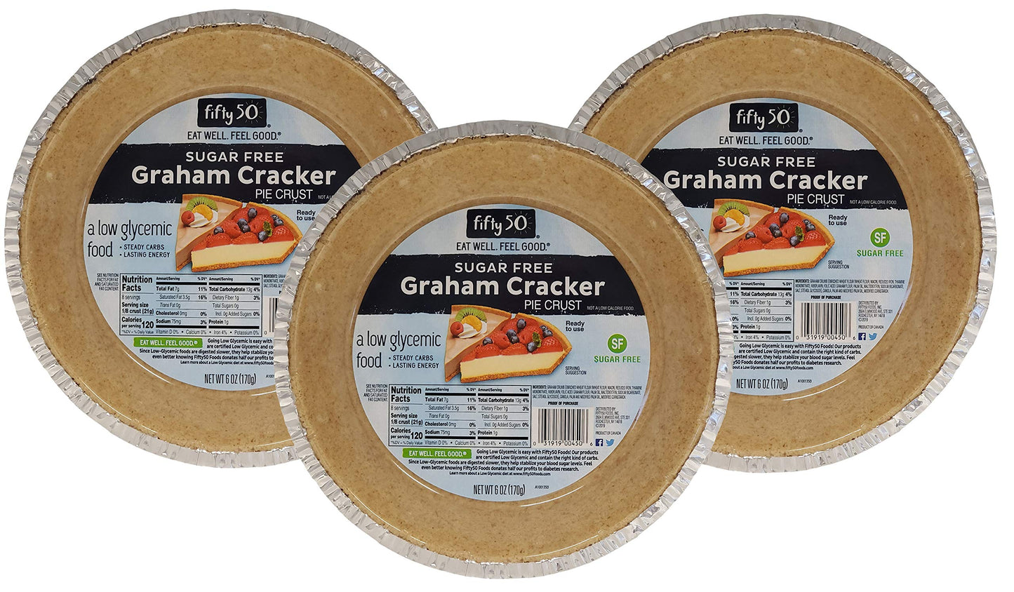 FIFTY 50 Foods Sugar Free Ready to Eat Graham Cracker Pie Crust, 6 Ounce (Pack of 3)