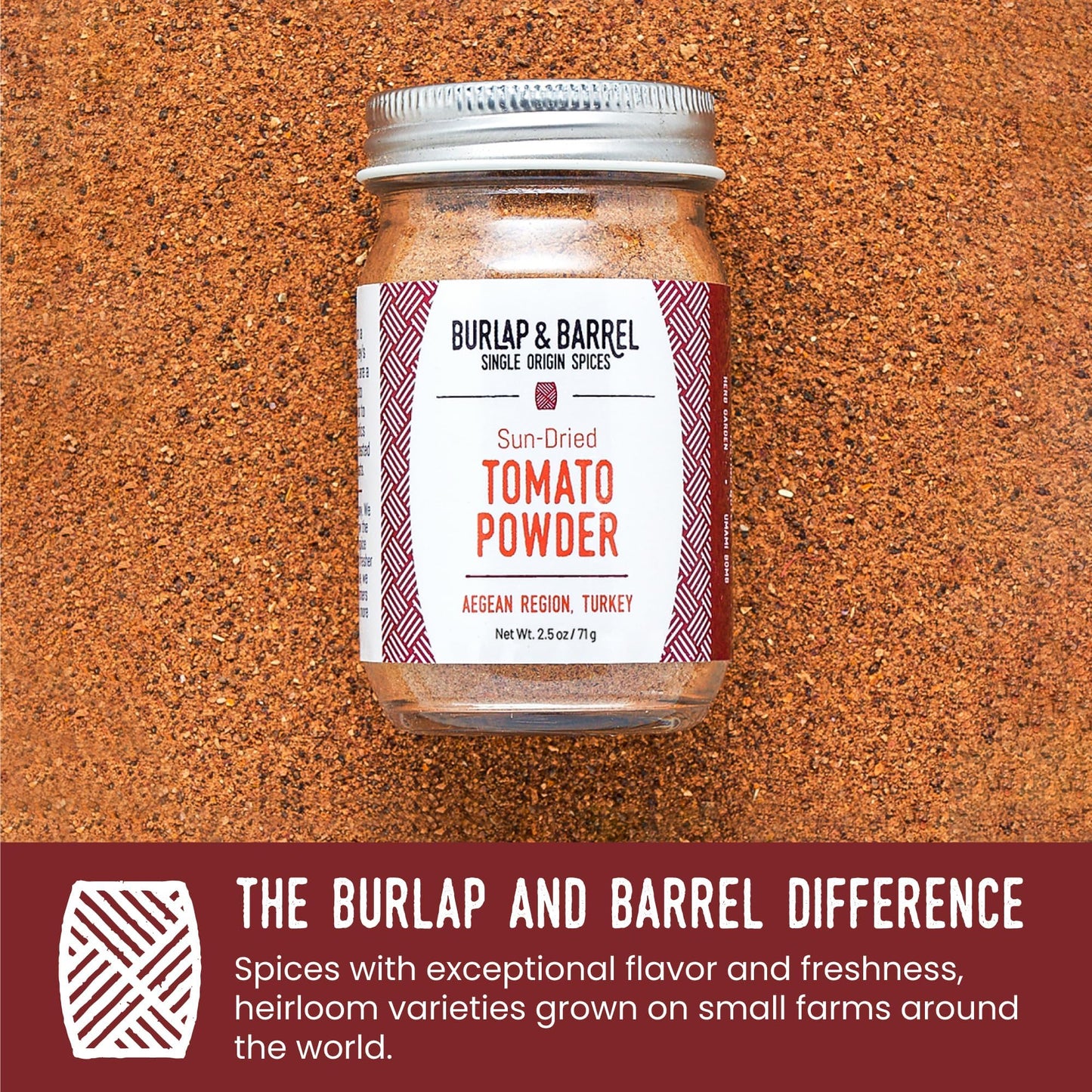 Burlap & Barrel Sun-Dried Tomato Powder - Add Deep Umami & Savory Tanginess to Dishes - for Popcorn, Fried Chicken, Sauces & Salads - As seen on Shark
