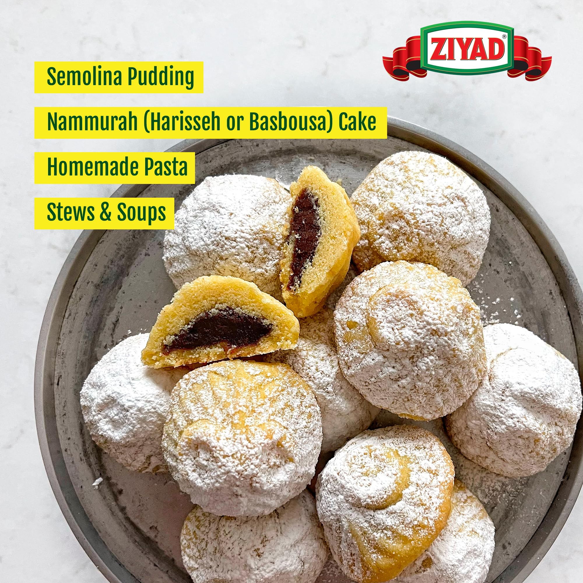 Ziyad Wheat Semolina Flour - 32oz - Versatile for Baking Bread, Pasta, Porridge & More - Ideal Cooking Flour for Multiple Recipes