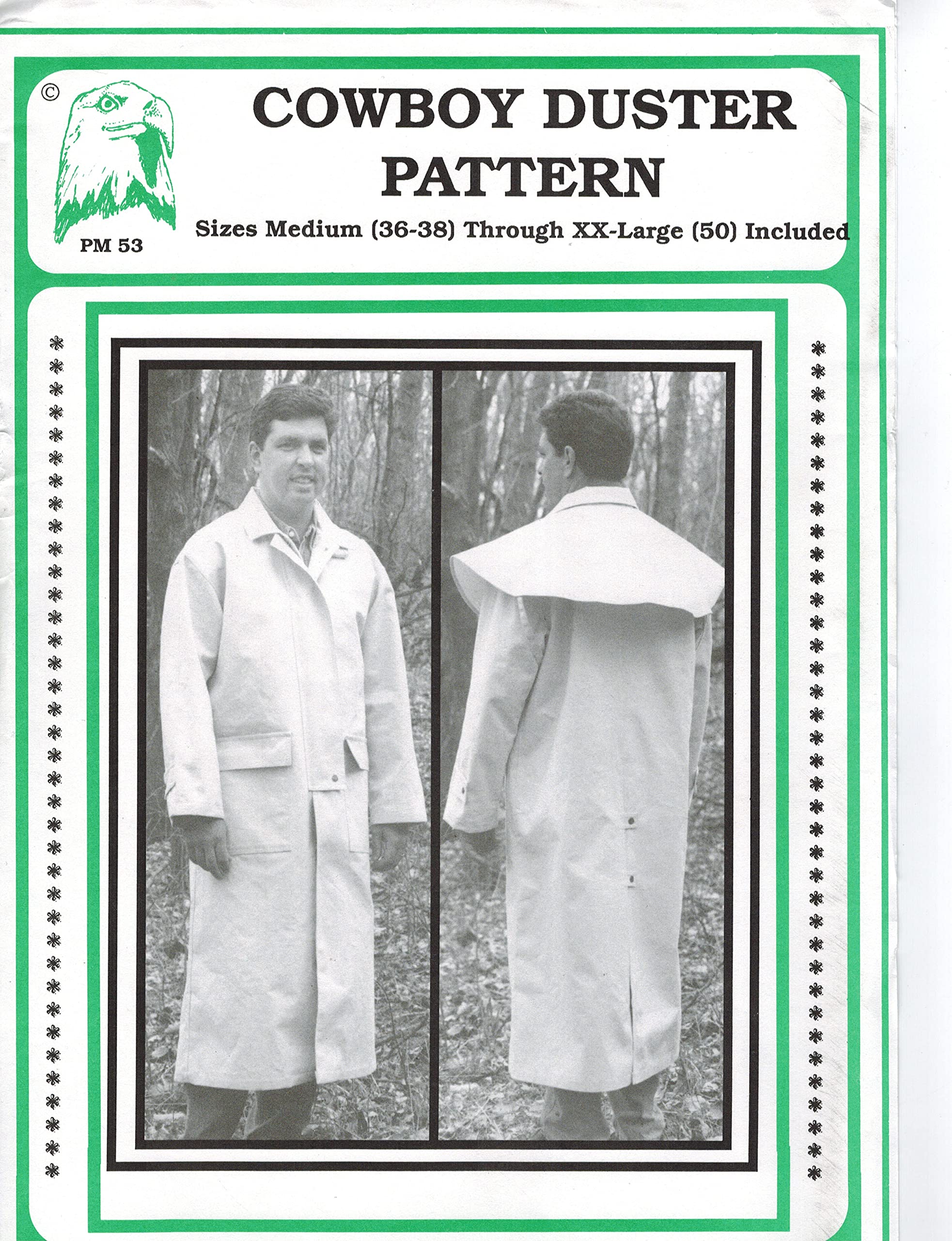 Zelikovitz Cowboy Duster Pattern: Sewing Pattern, Duster, S, M, L, XL, XXL, Brown