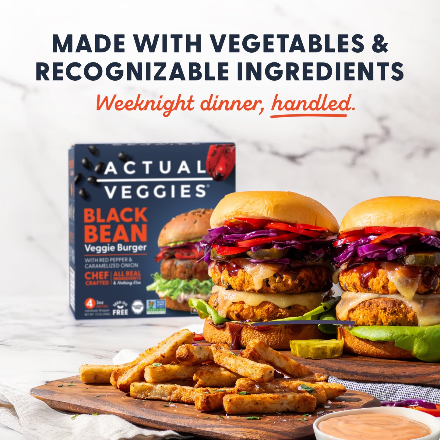 Actual Veggies Black Bean Burger Veggie Burger, 12 Oz