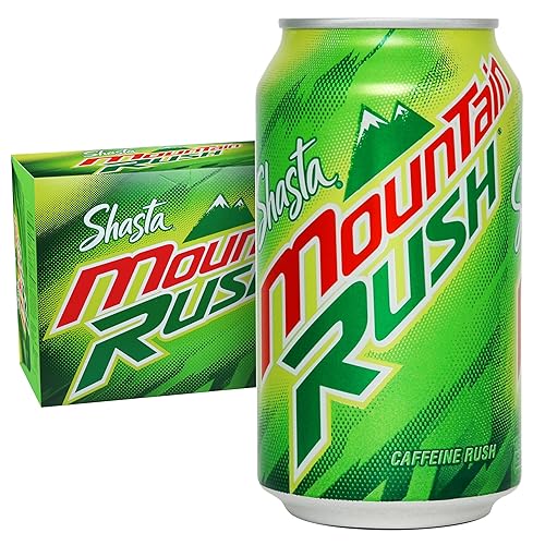 Shasta Mountain Rush | 12-Pack of 12oz Cans | Citrus Soda with a Kick | Energizing & Caffeinated | Bright & Bold
