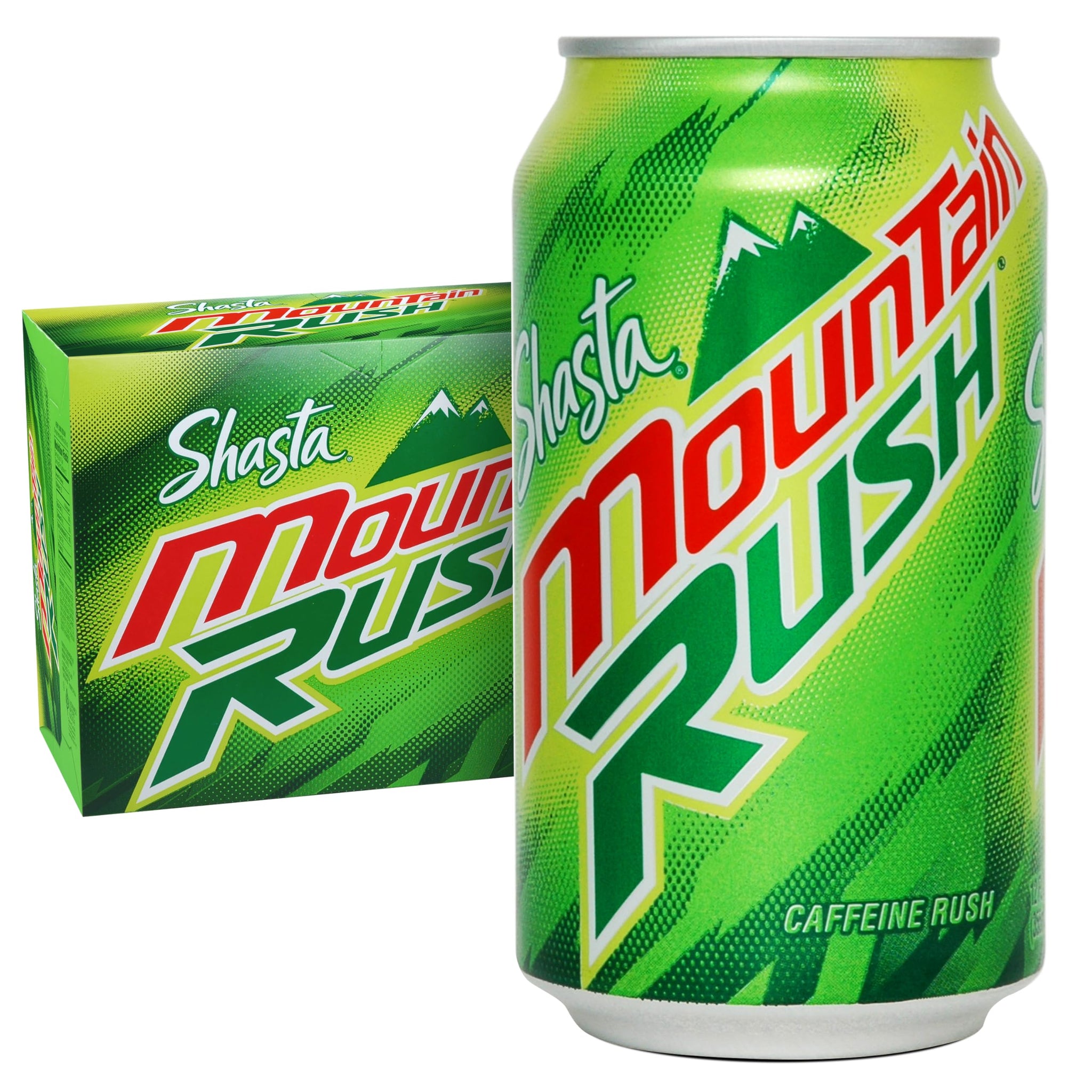 Shasta Mountain Rush | 12-Pack of 12oz Cans | Citrus Soda with a Kick | Energizing & Caffeinated | Bright & Bold