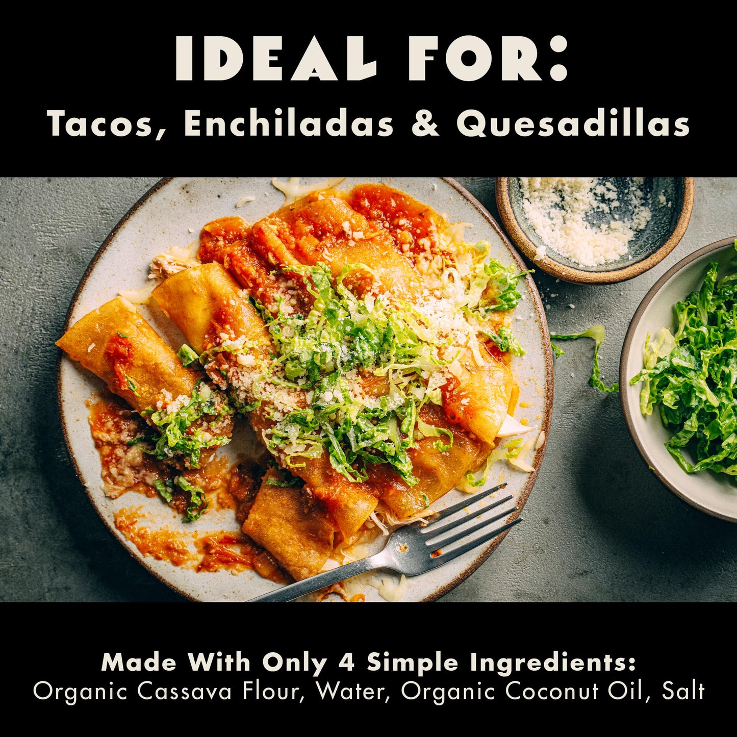 Coyotas - Organic Cassava Tortillas - Grain-Free, Gluten-Free, Non-GMO, Vegan, Paleo, Medium 6 Inch - 8 Tortillas Per Pack (3 Packs)