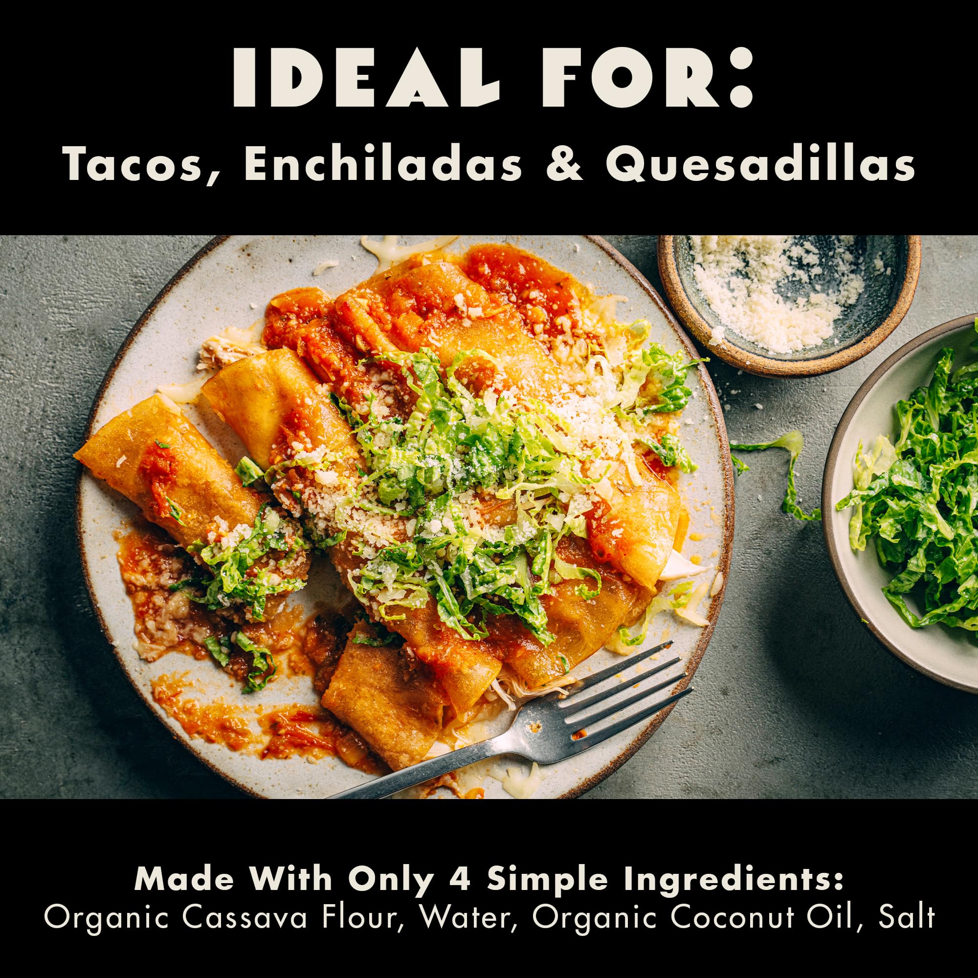 Coyotas - Organic Cassava Tortillas - Grain-Free, Gluten-Free, Non-GMO, Vegan, Paleo, Medium 6 Inch - 8 Tortillas Per Pack (3 Packs)