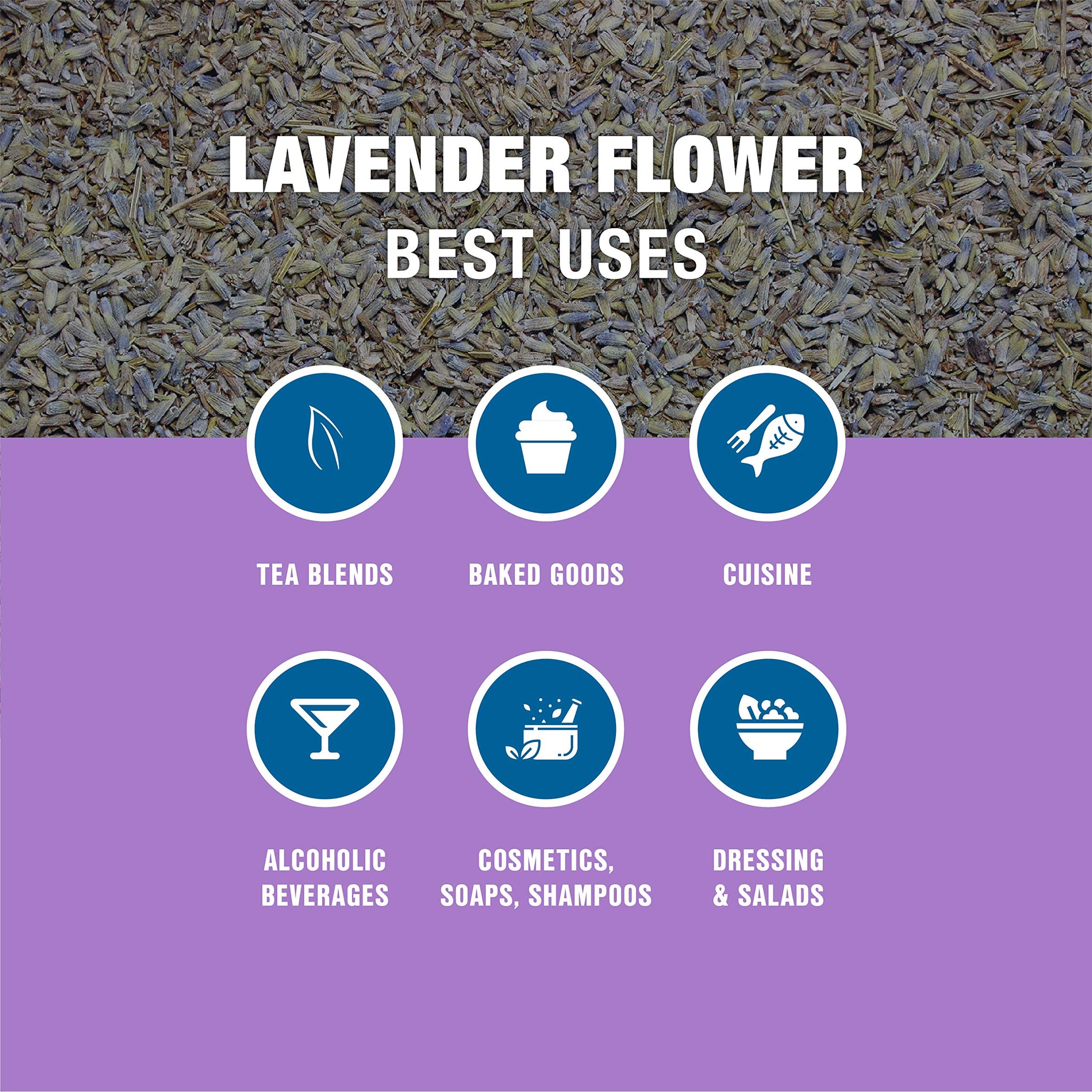 Tiesta Tea - Dried Organic Lavender Flower, Loose Leaf, Premium Non-Caffeinated Blend, Make Hot or Iced, Raw Edible Lavender Buds, Rich Flavors, 8oz
