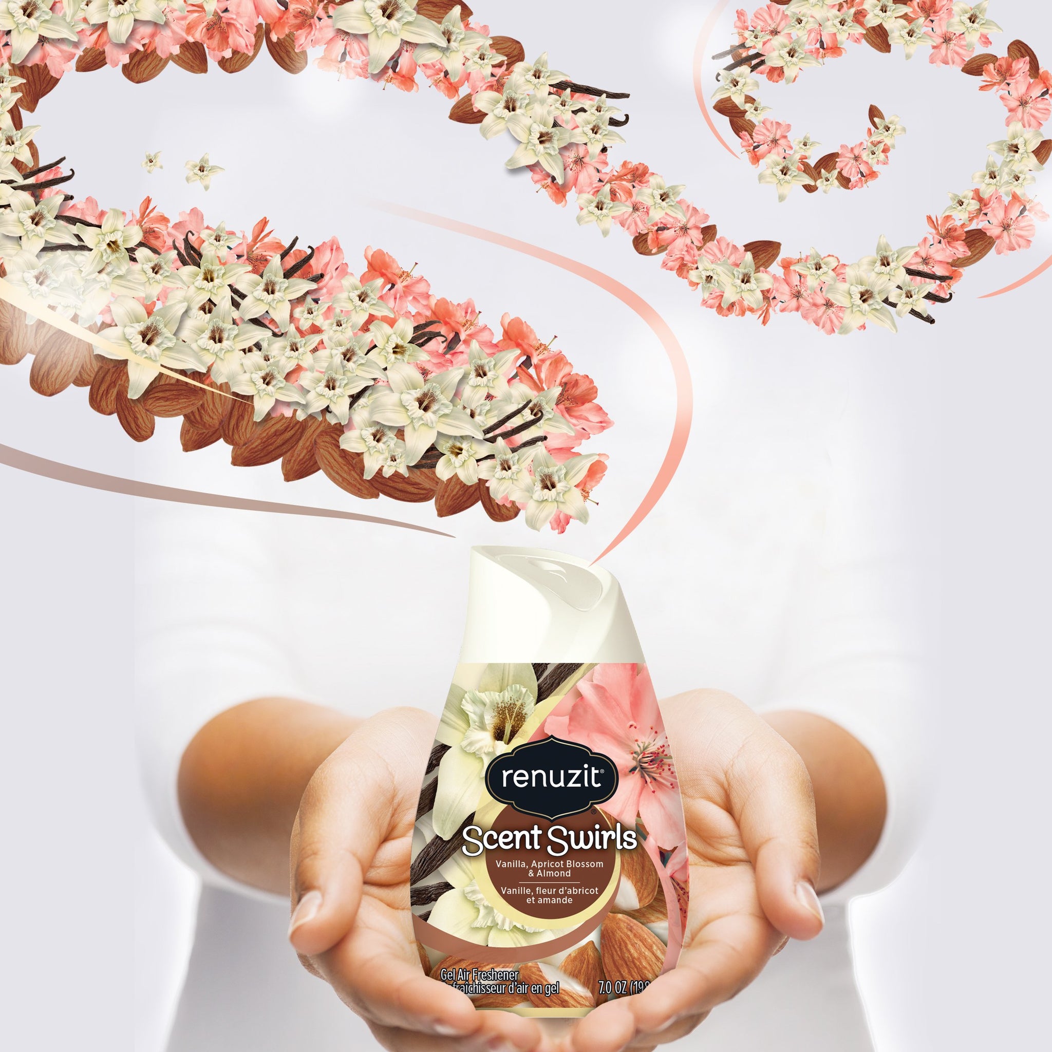 Renuzit Scent Swirls Air Freshener Gel, Vanilla, Apricot Blossom & Almond, 7 Ounces (12 Count)