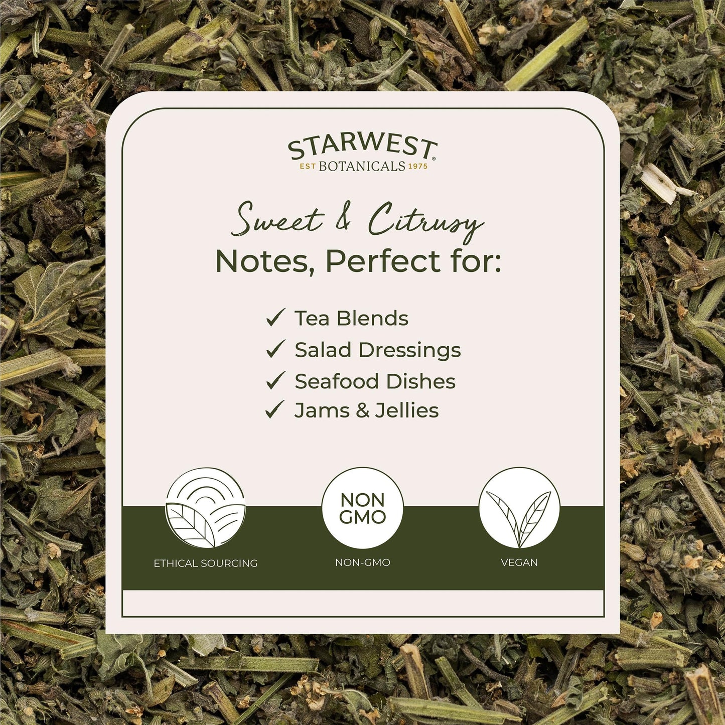 Starwest Botanicals Organic Lemon Balm Leaves - Dried Herb for Tea, Loose Leaf Natural Herb, Cut & Sifted Lemon Balm, Certified Kosher, Non-GMO - 4 oz