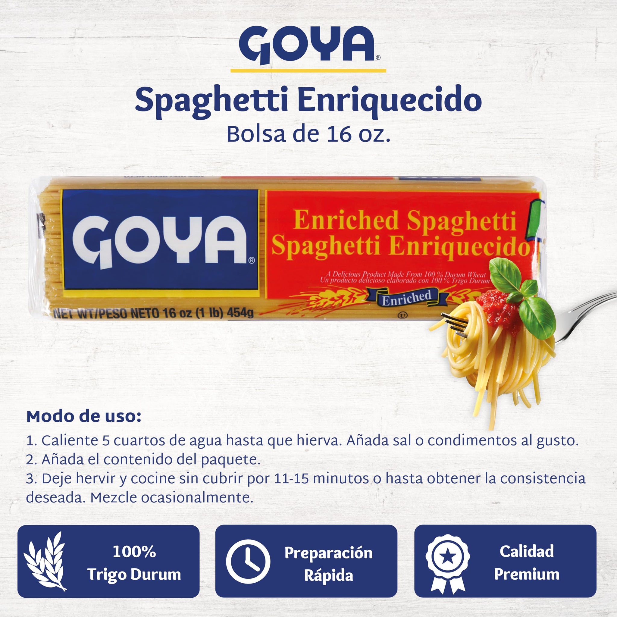Goya Spaghetti Pasta, Pack of 2 (16 oz Bags) Enriched Durum Wheat Noodles for Classic Italian Dishes, Latin-Inspired Soups, and Everyday Family Meals