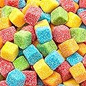 Sour Gummy Blocks Candy | 2-Pound Bag | Assorted Fruit Chewy Candy Cubes in Strawberry, Green Apple, Tangerine, Blueberry & Pineapple | Neon Jellies