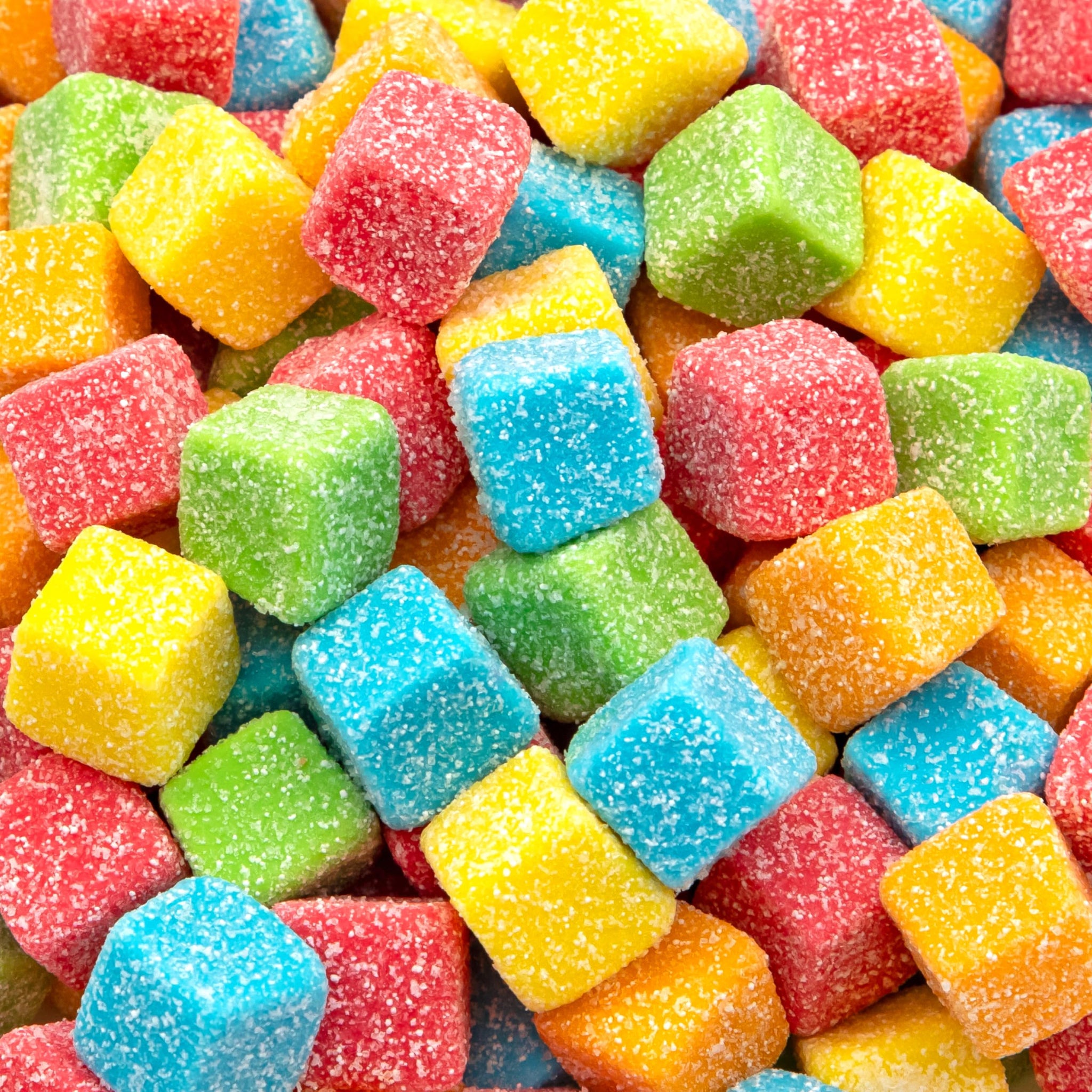 Sour Gummy Blocks Candy | 2-Pound Bag | Assorted Fruit Chewy Candy Cubes in Strawberry, Green Apple, Tangerine, Blueberry & Pineapple | Neon Jellies