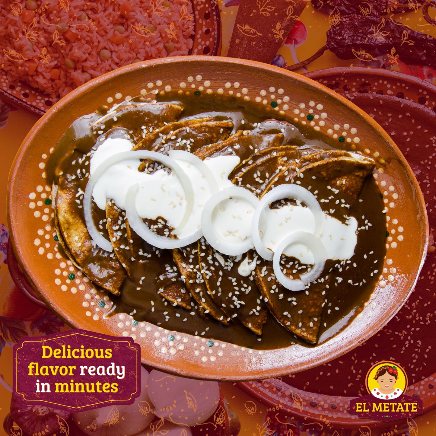 El Metate - Authentic Mole Rojo Oaxaqueño - Traditional Mexican Sauce - Imported Mole Paste from Oaxaca - 17 Oz (500g) - Rich Flavorful Salsas