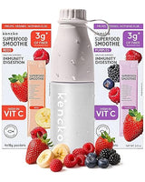 kencko Instant Smoothie Powder Mix Starter Kit, 8 Pack with Reusable Bottle - Reds & Purples - Freeze-Dried Fruit & Veggie Superfood Powdered Drink