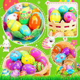 OCTERIC 120Pcs Easter Eggs Bulk, 2.3" Fillable Printed Colorful Plastic Easter Eggs Empty for Easter Hunt, Easter Basket Stuffers, Party Favor