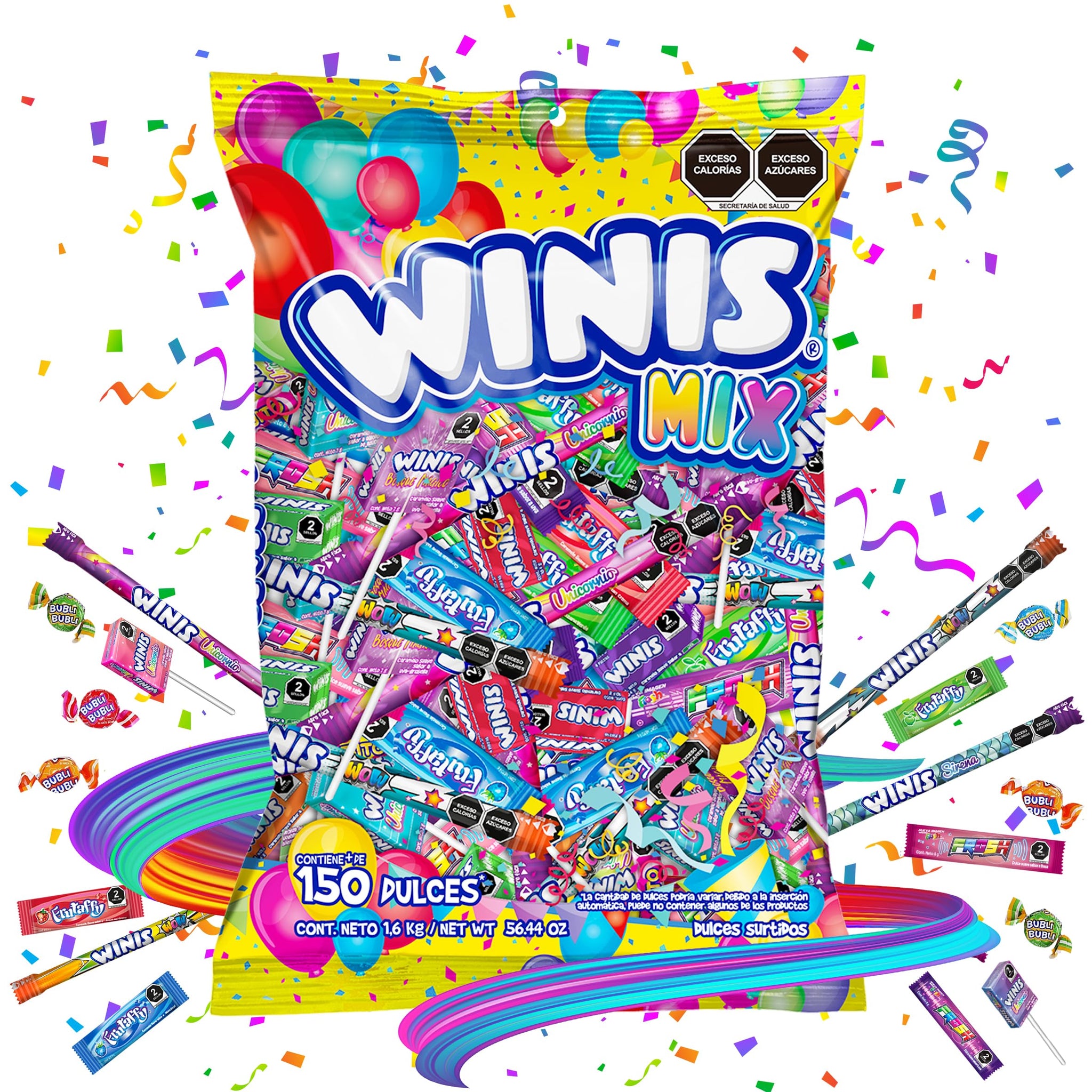 Winis Mix Variety of Mexican Chewy Candies | Bulk Taffy Candy Mix - 3.6 lbs - 150 Individually Wrapped Party | Taffy, Gifts, Holiday, Parties