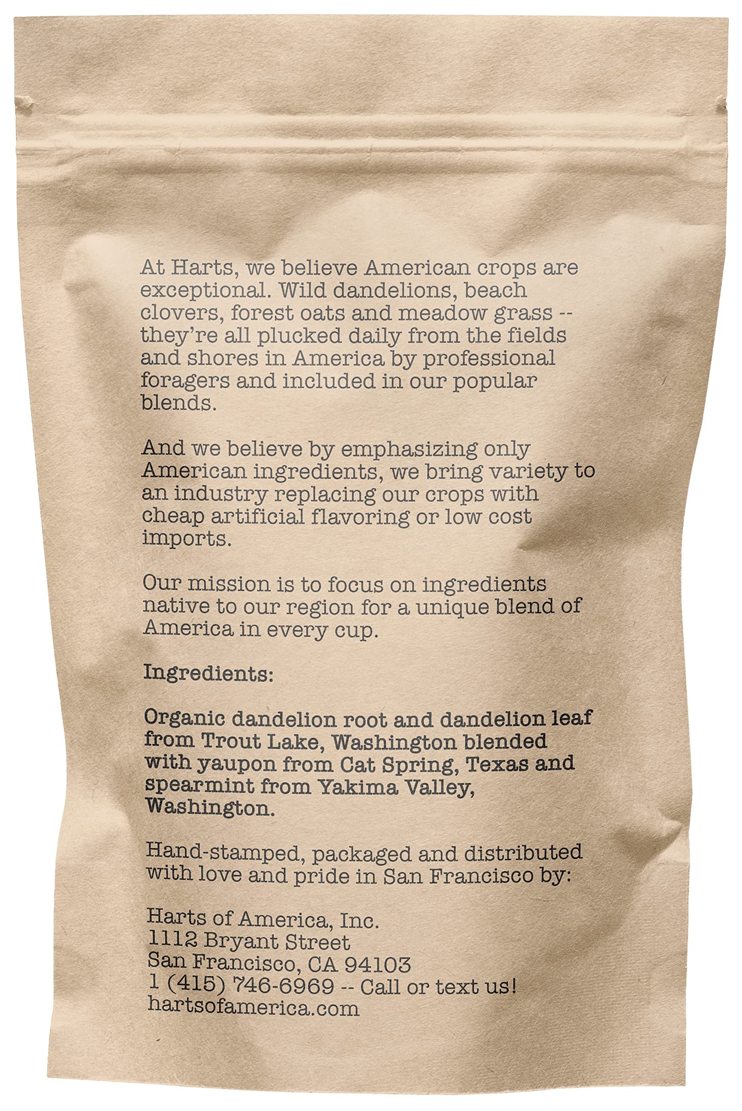 Dandelion Root Super Antioxidant Tea, 15-20 Servings, Eco-Conscious Zip Pouch, Contains Caffeine, Pure Loose Leaf Tea Grown in America, 1.33 Ounce