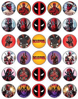 30 x Edible Cupcake Toppers - Red and Black Masked Themed Collection of Edible Cake Decorations | Uncut Edible on Wafer Sheet