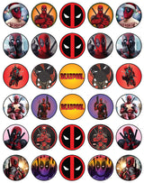 30 x Edible Cupcake Toppers - Red and Black Masked Themed Collection of Edible Cake Decorations | Uncut Edible on Wafer Sheet