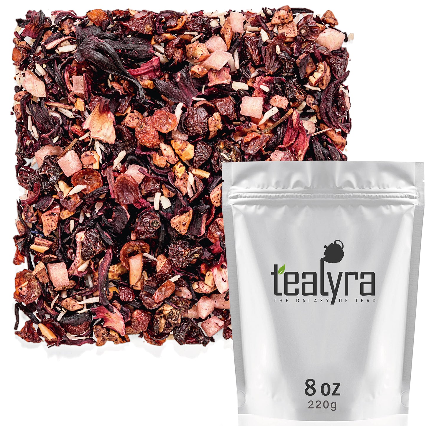 Tealyra Pina Colada Cocktail Tea - Coconut Hibiscus Fruit - Herbal & Fruity Loose Leaf - Caffeine-Free - Hot & Iced - Vitamins Rich - All Natural