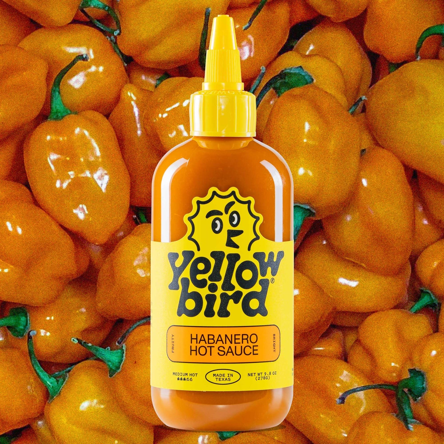 Yellowbird® Classic Habanero Hot Sauce 9.8 oz. Pantry Size (Medium Hot | 2 Bottles | Made in Texas)