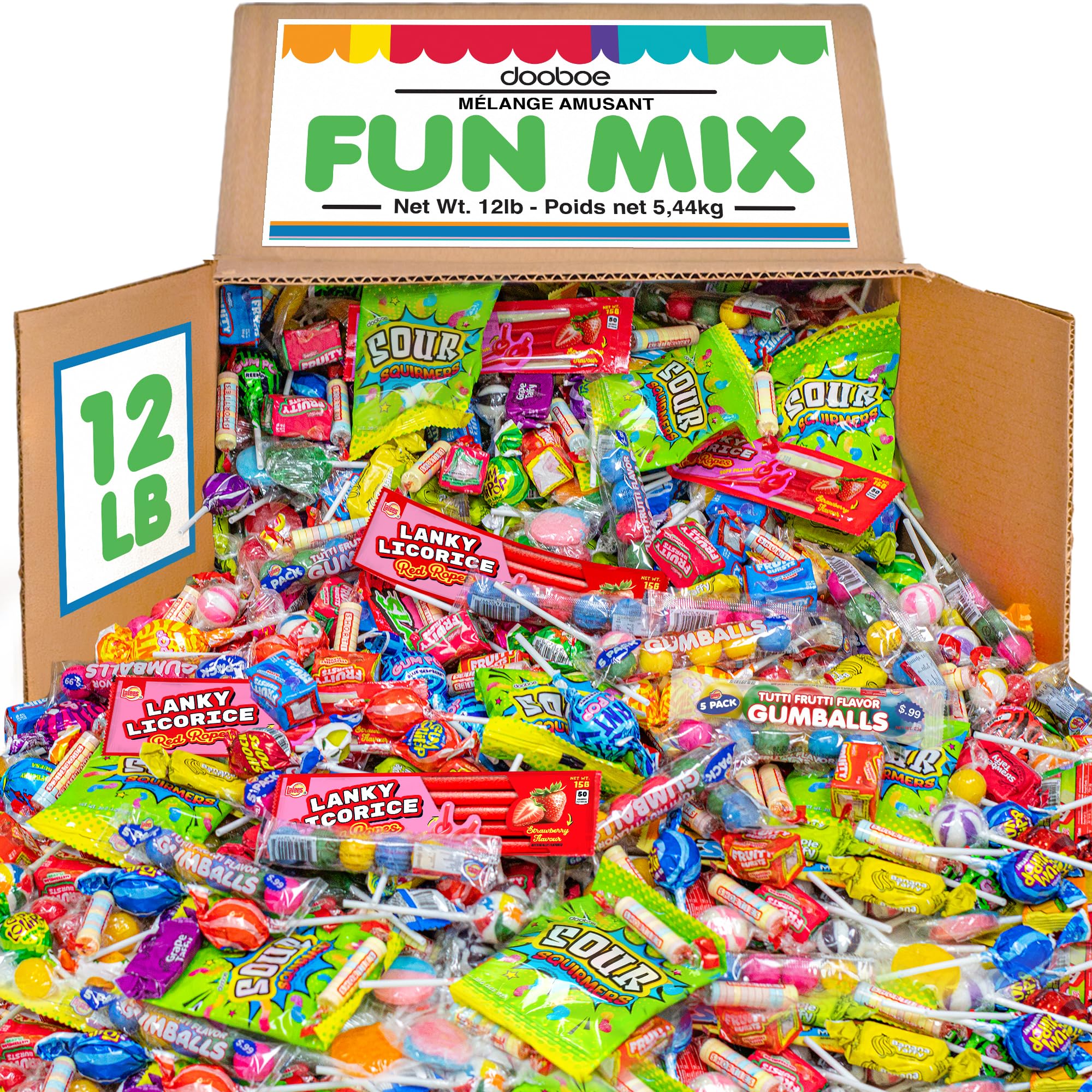 Dooboe Bulk Candy Assortment - 12 lb Big Bulk - Parade Candy Throws Individually Wrapped Candies for Pinatas, Camps, Schools, Offices, Candy Bowls