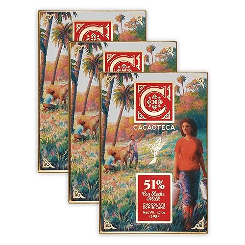 Cacaoteca 51 Milk Chocolate 3 Pack - Dominican Chocolate - Bean-to-Bar, Direct Sourced - Gluten-Free - Bundle