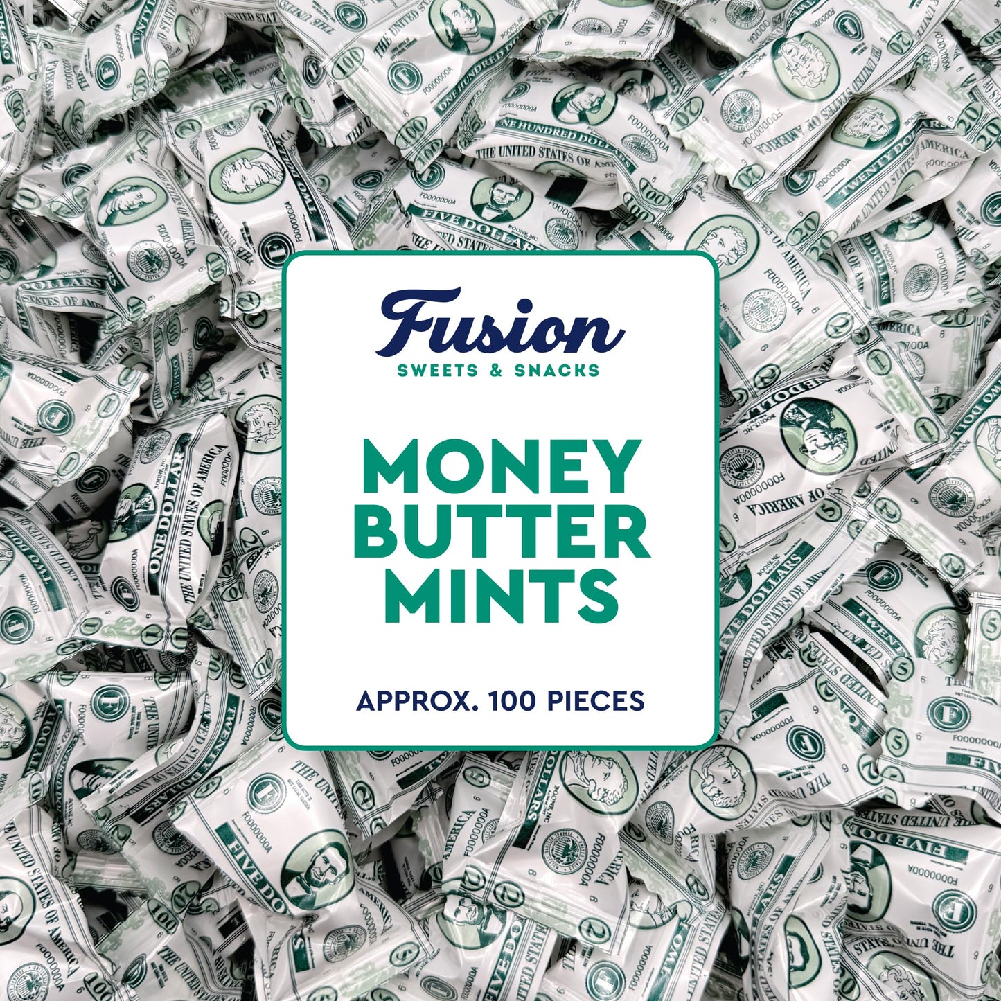 Money Buttermints Individually Wrapped, 100 Pieces | Creamy Mint Candy for Casino Party Favors, Trade Show Giveaways & Money Candy Gifts | Fun Dollar