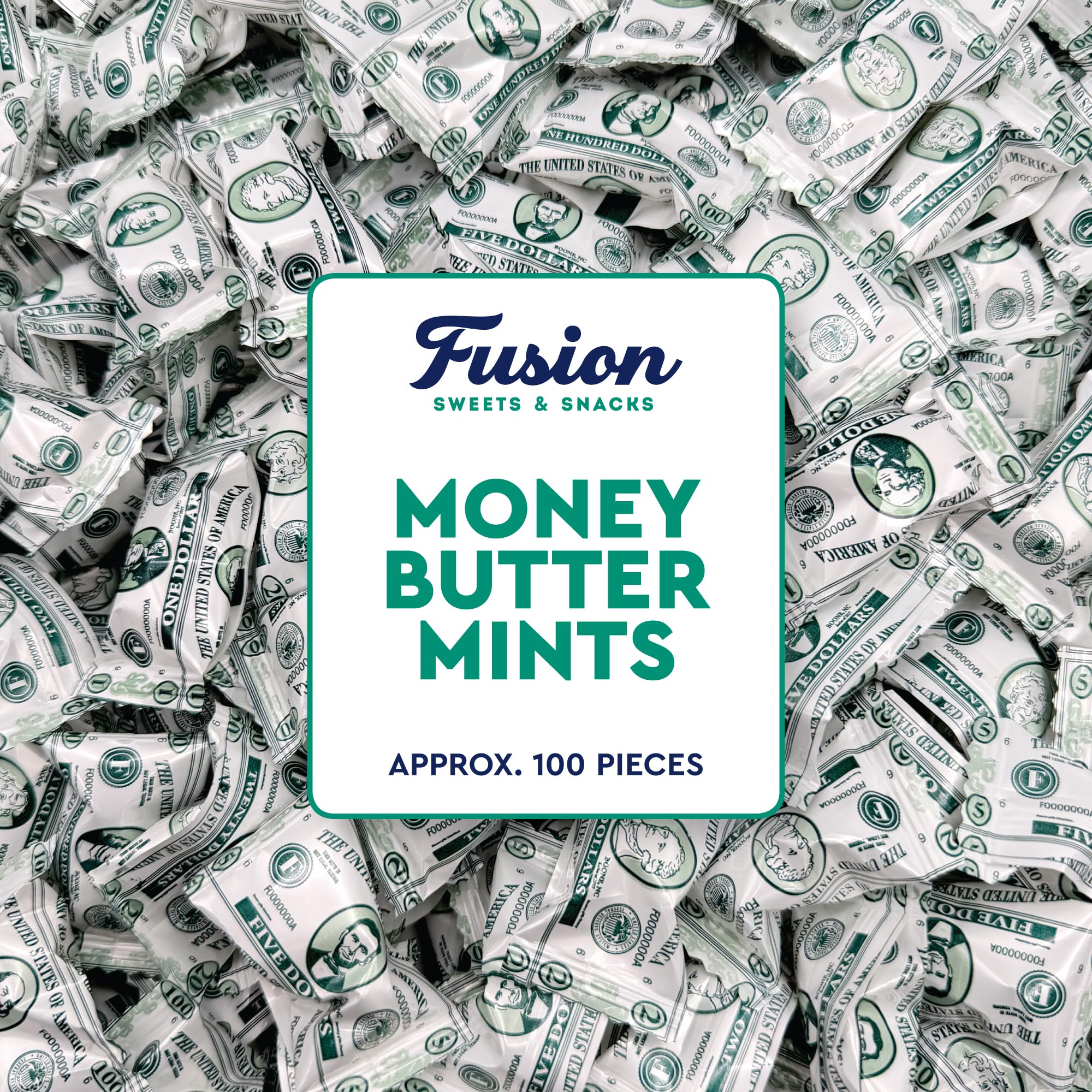 Money Buttermints Individually Wrapped, 100 Pieces | Creamy Mint Candy for Casino Party Favors, Trade Show Giveaways & Money Candy Gifts | Fun Dollar