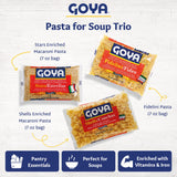 Goya Pasta for Soup Trio, Fidelini Pasta, Stars Enriched Macaroni Pasta, Shells Enriched Macaroni Pasta, Pasta Variety Pack, Soup Pasta Sampler, 7oz