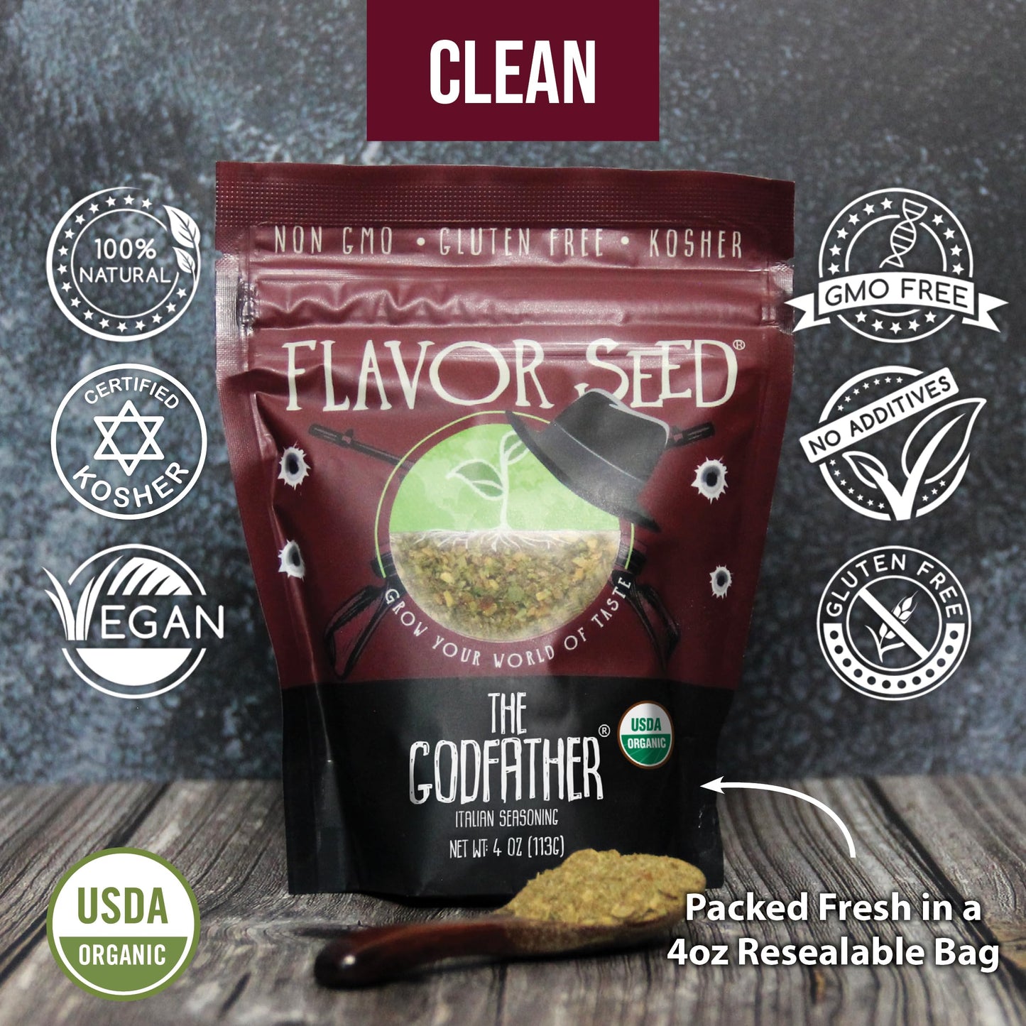 Organic Italian Seasoning, The Godfather by Flavor Seed, Mediterranean Blend of Herbs and Spices for Pasta Salad, Tomato Sauces, Pizza Toppings