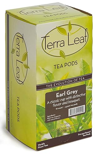 Baronet Coffee Terra Leaf Earl Grey Tea Pods - 3 Boxes of 18 Single Serve Coffee Pods - 54 Count, 4 Grams - Individually Wrapped for Freshness - Fits