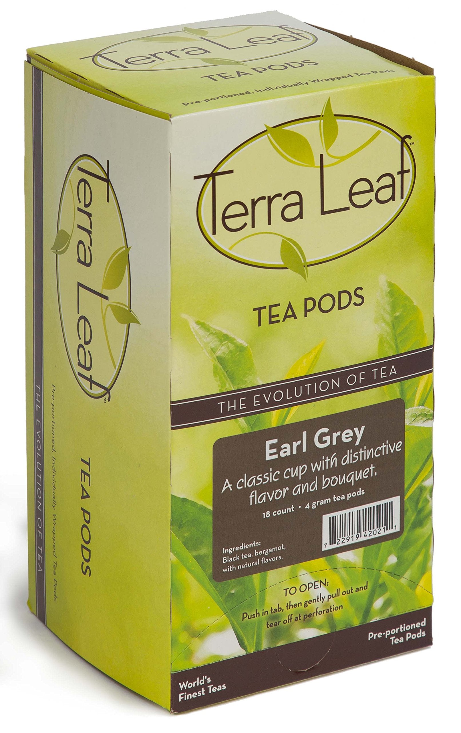 Baronet Coffee Terra Leaf Earl Grey Tea Pods - 3 Boxes of 18 Single Serve Coffee Pods - 54 Count, 4 Grams - Individually Wrapped for Freshness - Fits