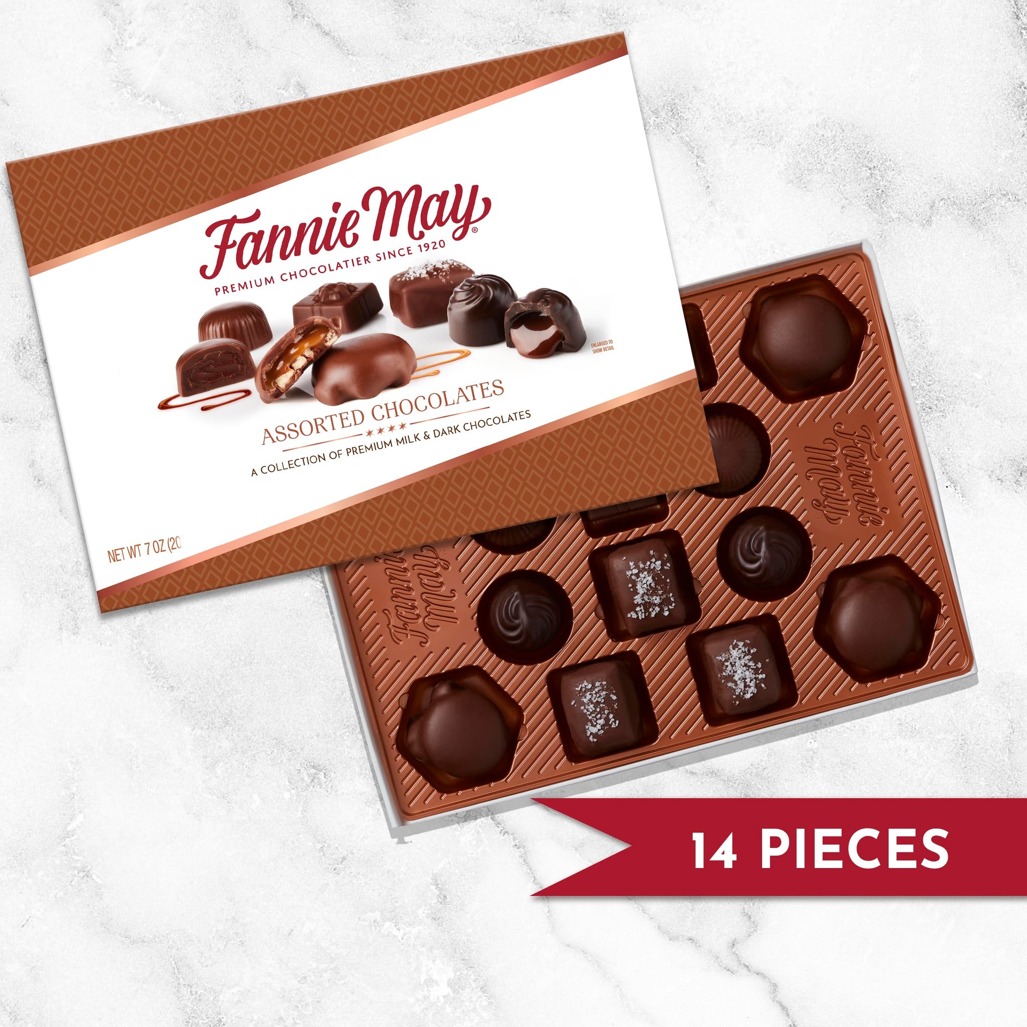 Fannie May, Milk and Dark Chocolate Holiday Gifts, Assorted Chocolates, Chocolate Gift Box, 7 oz