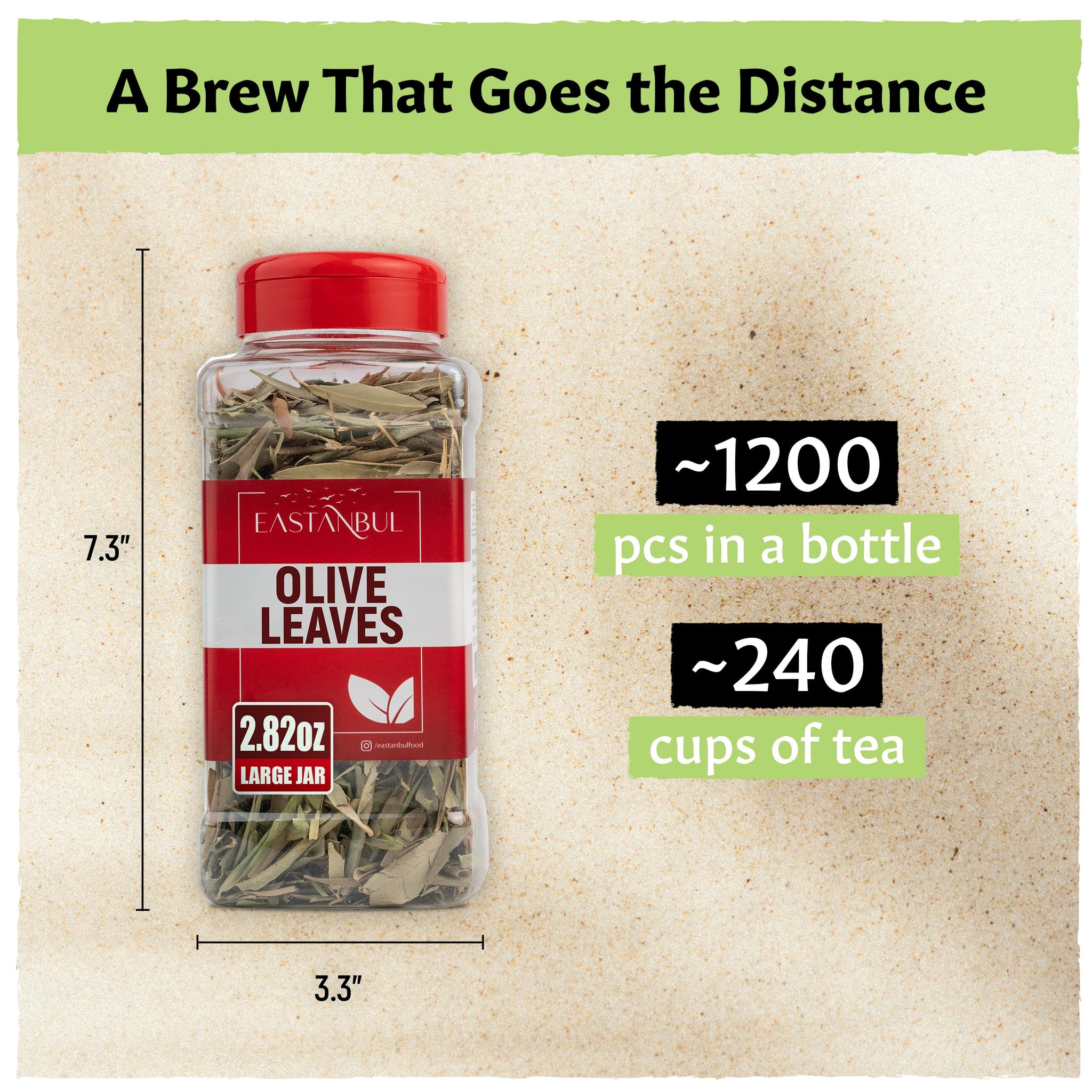 Eastanbul Olive Leaf, 2.82oz, Olive Leaf Loose Tea AKA Te De Hojas De Olivo, from Turkish Mediterranean Trees, Caffeine-Free, Natural, Vegan, Gluten
