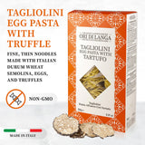 Ori di Langa Tagliolini Egg Pasta with Truffles - Gourmet Egg Noodles with Black Truffles Foraged in Italy, All Natural Durum Wheat Pasta, Italian