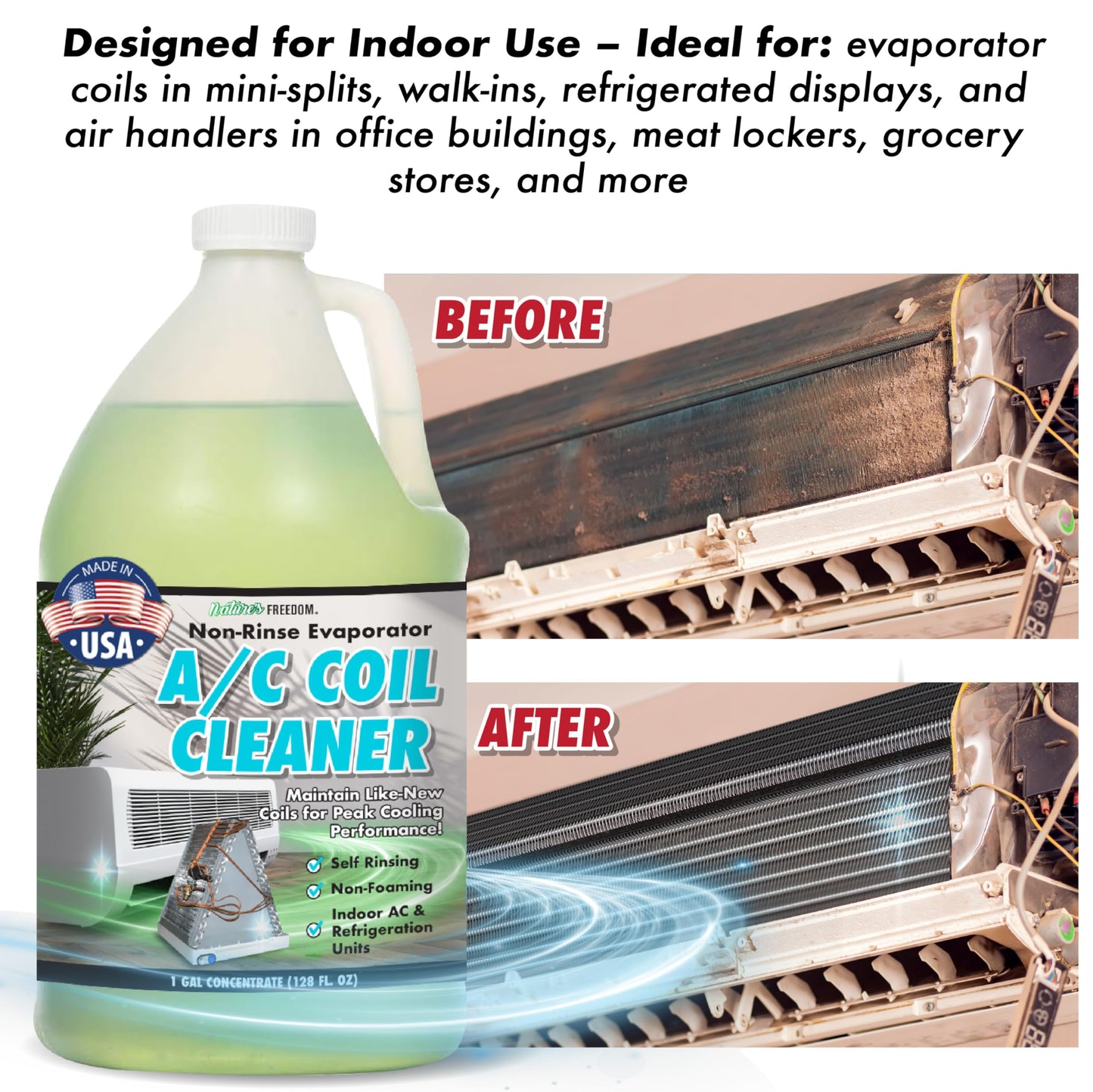Nature's Freedom Indoor AC Coil Cleaner with Hose End Sprayer - 1 Gallon