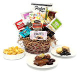 Hand-Crafted 14 Piece customizable chocolate gift basket of gourmet chocolates, cookies, and crunches. Tasty treats selected for businesses, clients