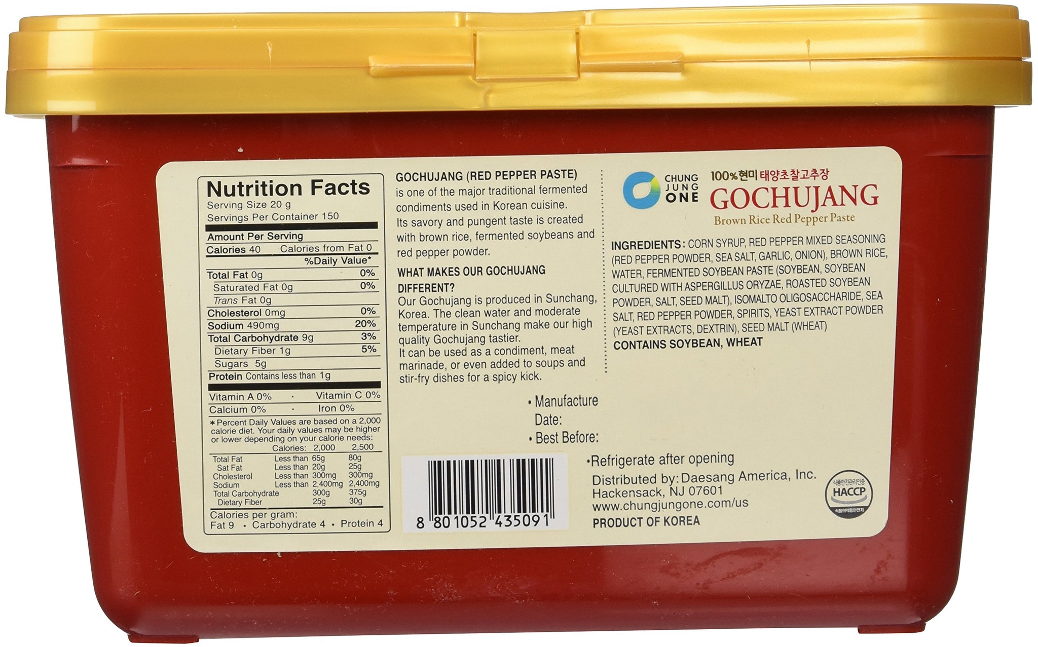 Chung Jung One Sunchang Gochujang - Red Pepper Paste (6.6lbs) (3kg)