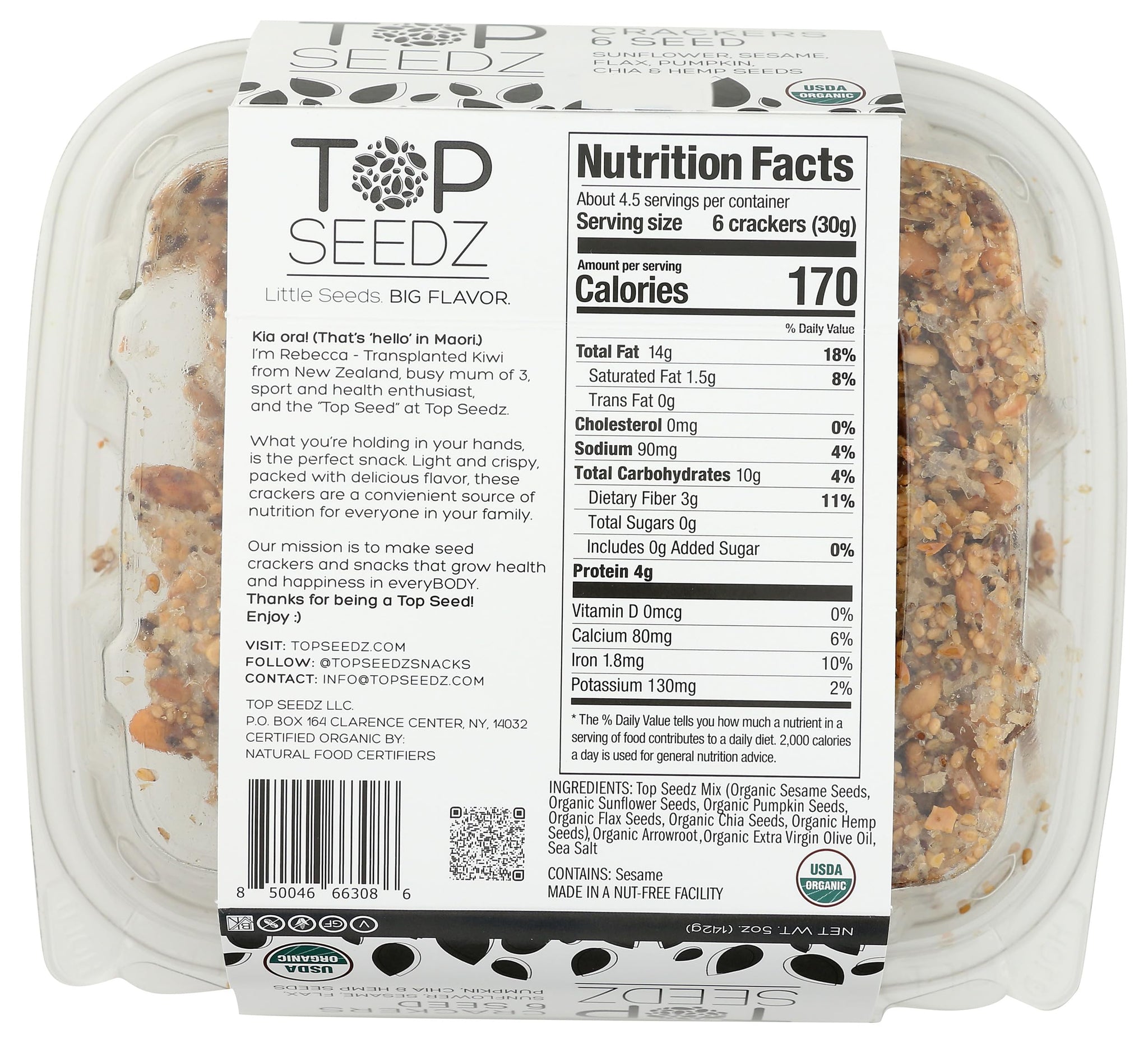 Top Seedz, Crackers 6 Seed Organic, 5 Ounce