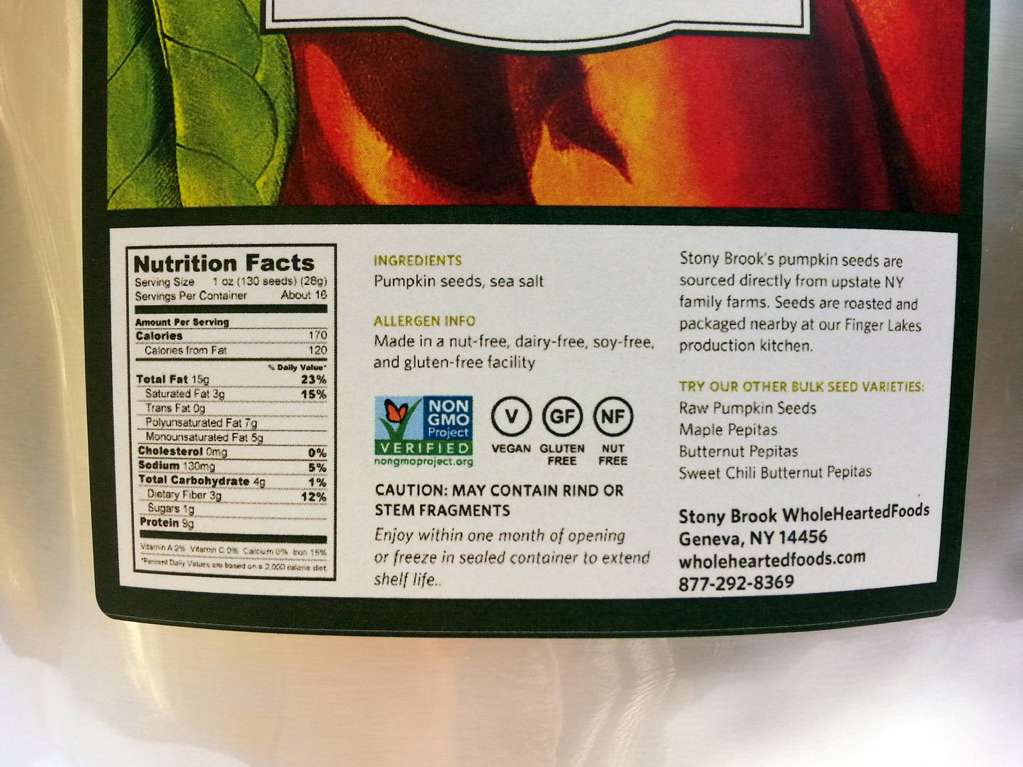 Stony Brook Pepitas (Roasted Pumpkin Seeds) - 16 oz.
