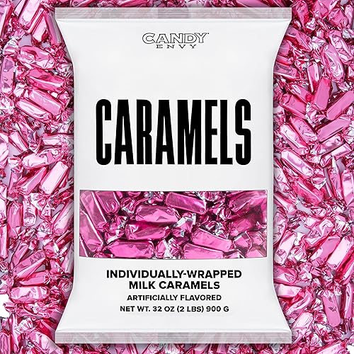 Candy Envy - Individually Wrapped Caramels - Hot Pink Wrapper - 2 Pound Bulk Hot Pink Candy