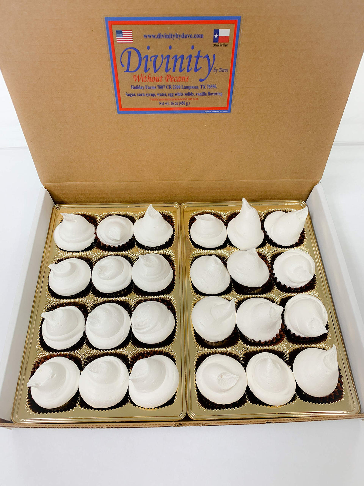 24 Piece Divinity Gift Box (Without Pecans) Old Fashioned Divinity, Just Like Home Made Divinity.