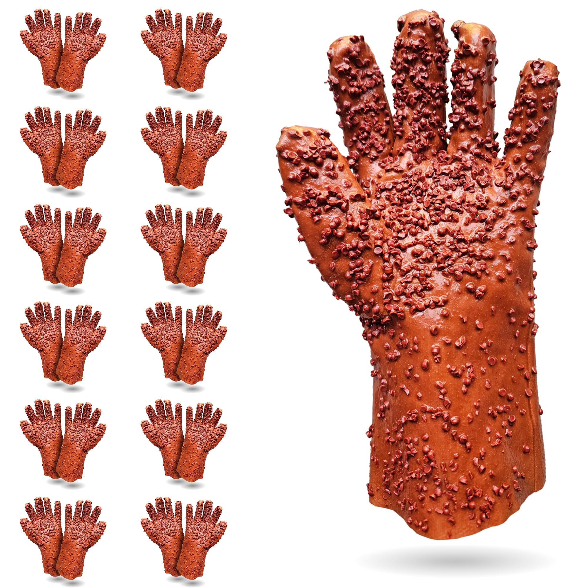 ABC PACK & SUPPLY Natural Rubber Coated PVC Gloves, Men's Size. Pack of 24 (12 Pairs) Dark Red Waterproof Work Gloves with a Rocky Finish. Heavy-Duty